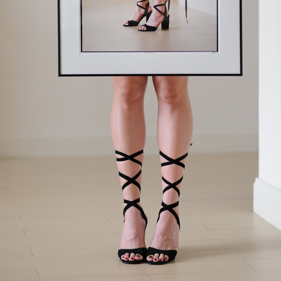 Steve Madden Christey Black Suede Lace-Up Heels - Picture 1 of 3